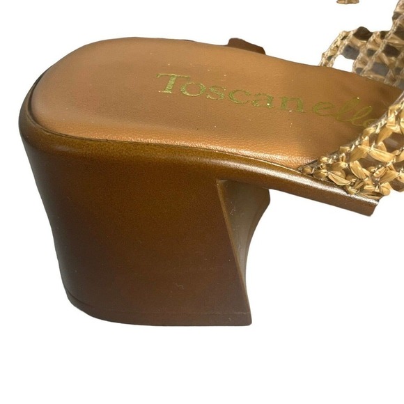 Toscanella Women’s Size 8 Gaucho Sandals Slides Raffia Chunky Heel Italy NEW - Picture 5 of 12